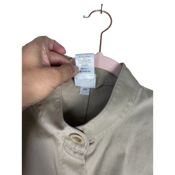 Garnet Hill Blazer‎ Jacket Women's  12 Tan Military Moto Cotton Mandarin Collar - Picture 5 of 8